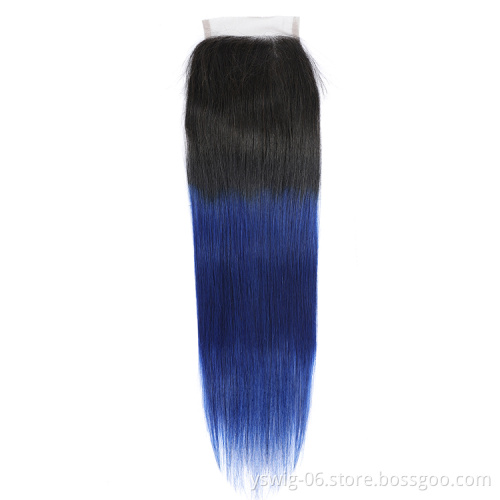 Ombre Human Hair Bundles Wholesale 10A Quality Cuticle Aligned Virgin 1b/Blue# Ombre Malaysian Human Hair Weave